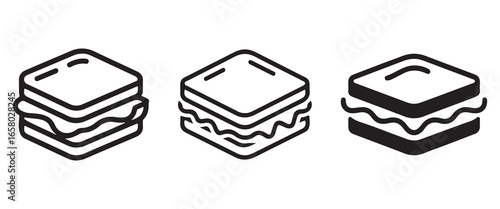 Sandwich Icons Set | Fast Food Snack Bread Meal Outline Vector Clipart Collection