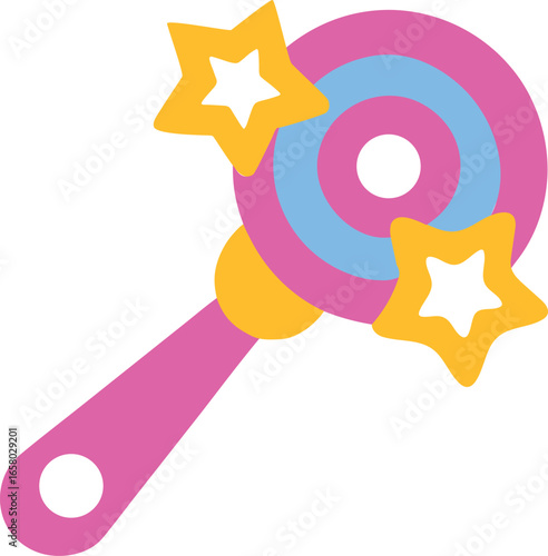 Cute baby rattle with stars in an adorable nursery theme Vector illustration