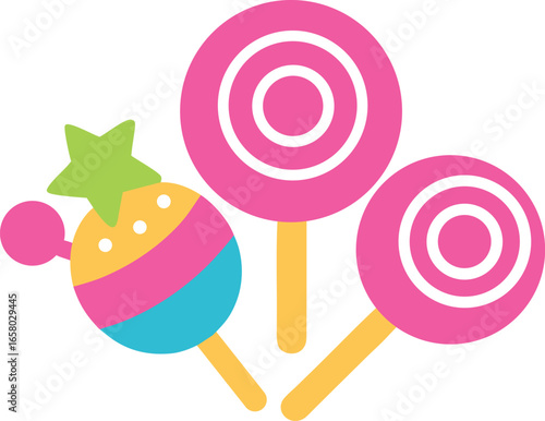 Cute candy land with lollipops and sweets in a colorful fantasy scene Vector illustration