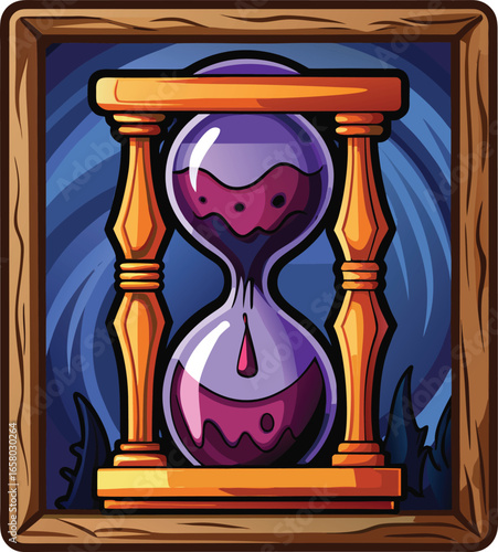 Halloween Time Elements Framed Hourglass of Time, Purple