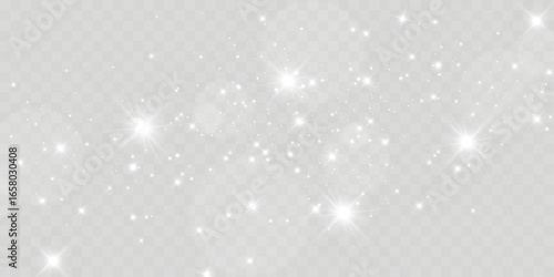 Light sparkle glitter shine glow with transparent glittering light effects, sparkling stars, white bokeh, and shiny glow on a checkered background, perfect for Christmas themes.
