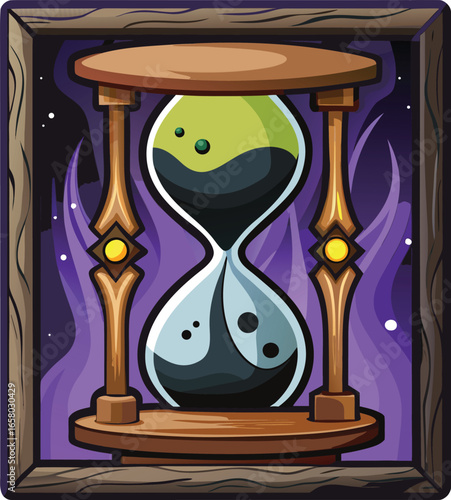 Halloween Time Elements Mystical Hourglass in Wooden Frame