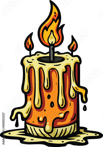Halloween Ceremony Items Melted Candle with Three Wicks