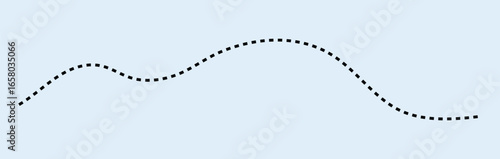 Wavy Dashed Curvy Line, Decorative Wave Border, Dotted Line Divider, Seamless Vector Illustration