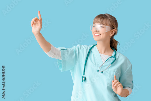 Female doctor in AR glasses...