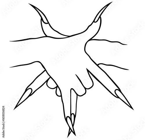 Ancient cult symbol Claw Seal, mystical intertwined predator claws forming magical star, emblem of hunting power, ferocity, night vision and protection under the blood moon mythology