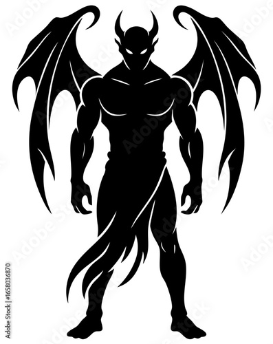 Resurrected demon with horns and bat wings, terrifying undead lord rising from the dead, sinister gothic creature of darkness, apocalyptic horror beast of nightmare and fear