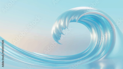 Digital illustration of a serene water wave swirling with translucent hues