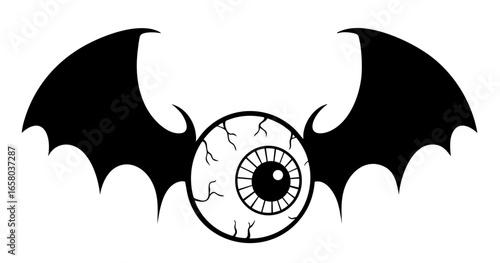 Flying winged eyeball creature — unblinking nocturnal lamp of darkness, mystical guardian of dreams and nightmares, ancient watcher deciding the fate of sleeping souls