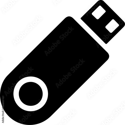 Simple black icon of a usb flash drive on a light gray background