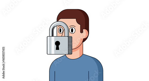 Minimalist Person with Padlock Symbol 