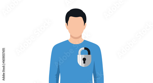 Minimalist Person with Padlock Symbol on Chest
