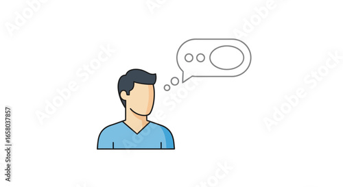 Thought Bubble Above a Man's Head Concept of Communication and Ideas
