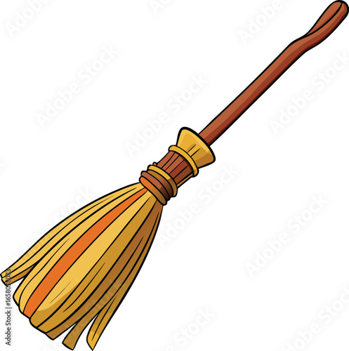 Witch Tools Collection Witch's Broom Cartoon Illustration