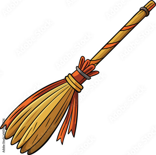 Witch Tools Collection Witch's Broom Cartoon Illustration