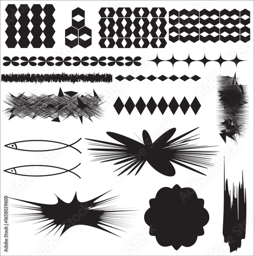 Abstract Vector, Geometric, Brush Pack, Silhouette Shape Collection