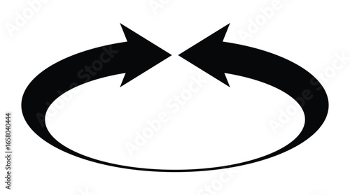 Oval circle rotate arrow icon. Ellipse orbit line arrow symbol. Oval circumference sign. Vector illustration isolated on white background.