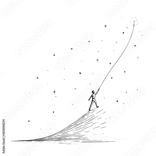 Reaching for the stars a journey of ambition and dreams in a celestial landscape of hope and aspiration