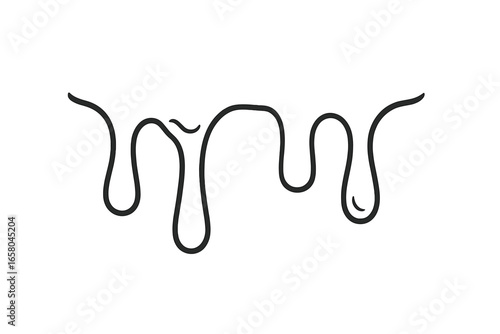 Dripping liquid outline vector. Melt drip, ooze drop or flowing paint. Chocolate, syrup or honey border. Slime goo leak. Current liquid paint stains. Black line art icon.