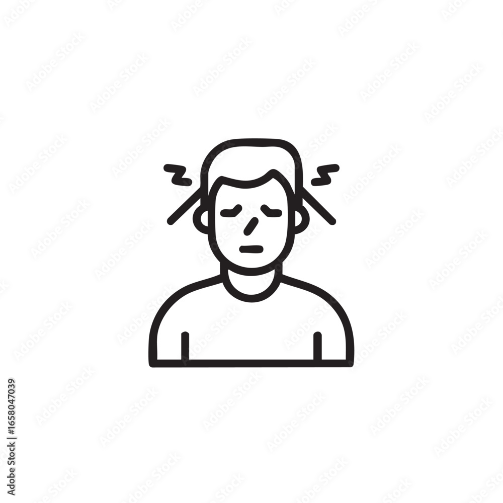 A line drawing of a person with a headache. A line drawing of a person with a headache.