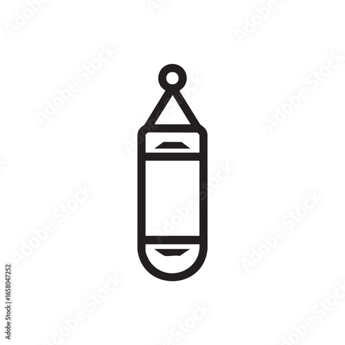  A black and white line drawing of a punching bag.