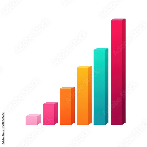 Free Download Vibrant colorful bar chart shows upward trend and growth in business performance transparent background - GFXLoad