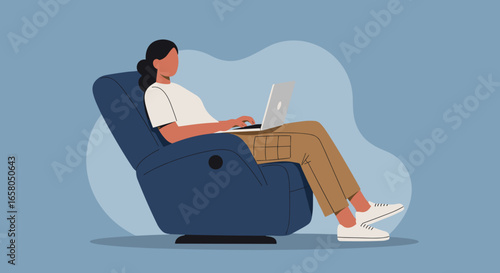 Person comfortably working on a laptop in a relaxed setting, illustrating remote work, flexible lifestyle, online learning, or digital entrepreneurship.