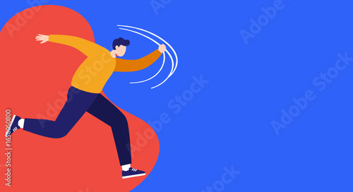 Dynamic illustration of a person running forward, symbolizing progress, speed, and initiative. Ideal for business, technology, or active lifestyle concepts.