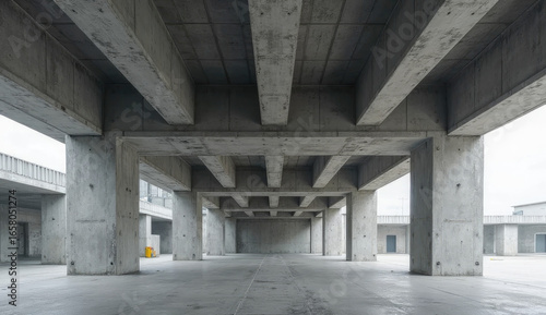 Grey Concrete Structure Beams and Pillars Underside
