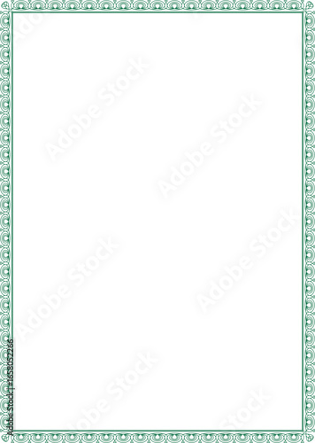 Elegant green border showcases repeating semicircular motifs framing a spacious white canvas seamlessly