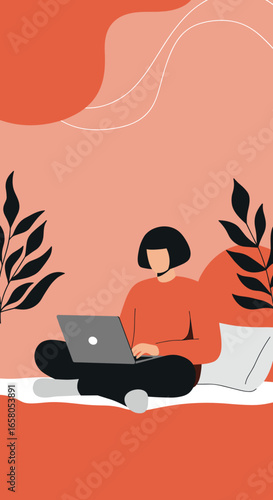 Person working comfortably on a laptop, embracing remote work or online learning from home. Represents productivity, digital lifestyle, and flexibility.