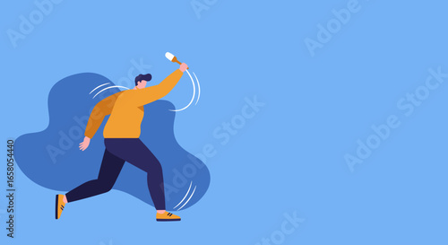 Dynamic illustration of a person running and painting, symbolizing creativity, artistic expression, and forward progress. Ideal for business or lifestyle concepts.