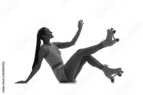 Silhouette of woman in roll...