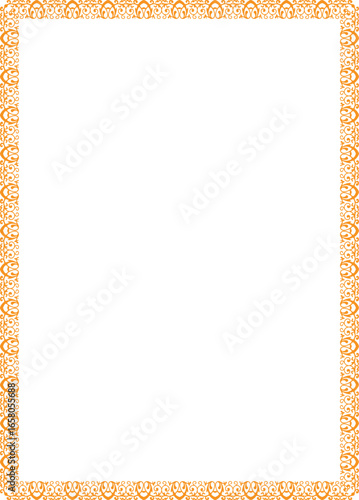 Elegant orange scrollwork border frames a clean white space ready for your custom text here