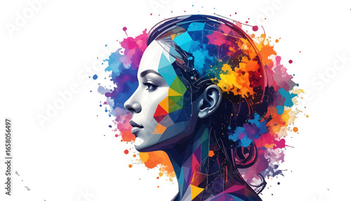 Artistic representation of human thought and imagination in vibrant colors