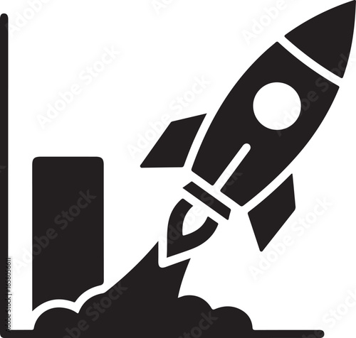 Analytics related icon rocket launch isolated on white background