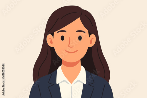 Professional business woman vector portrait. Female office employee headshot illustration. Cute cartoon character avatar for corporate profile or team presentation. Flat design.