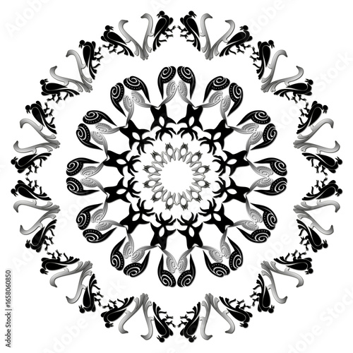 Evil eye beads follow each other's mandala patterns, blue evil eye beads