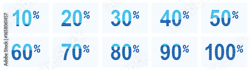 Striped Gradient Percentage Numbers for Infographics and Reports
