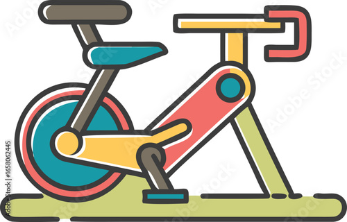 Stationary bike equipment outline drawing illustration. one continuous line drawing of stationary bike. draw, editable, stationary, continuity, drawing, graphic, training, vignetting, art,vector 