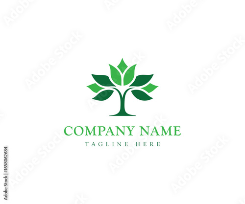 Green Tree of Life Logo with Leafy Canopy 