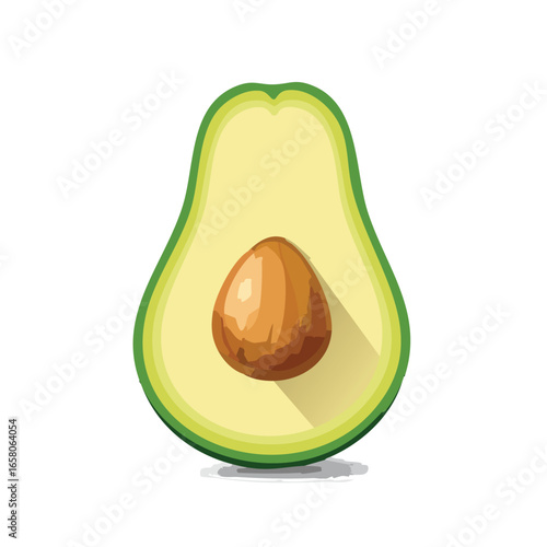 Half Avocado with Seed Illustration - AI Generated