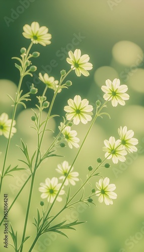 Soft white flowers on a gentle blurred background. Suitable for website backgrounds, spring-themed designs, advertising, and atmospheric print materials.