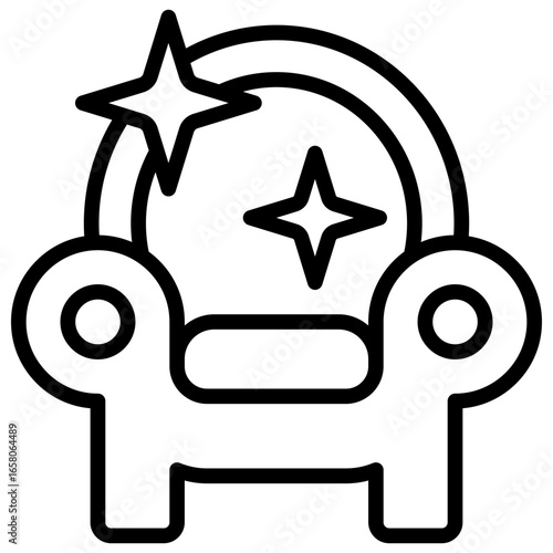 Clean Sofa Outline Icon Design Vector - Sparkling sofa representing upholstery cleaning, home care, and comfort