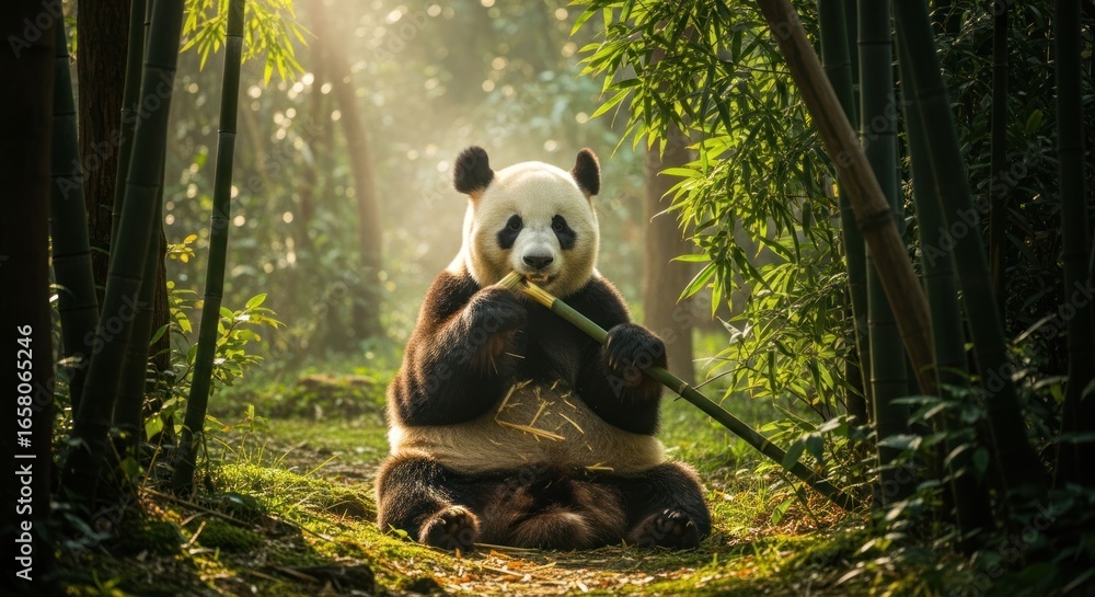 Obraz premium Panda in bamboo forest