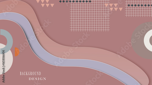 3d rendering abstract composition geometric shapes in earth tone color.