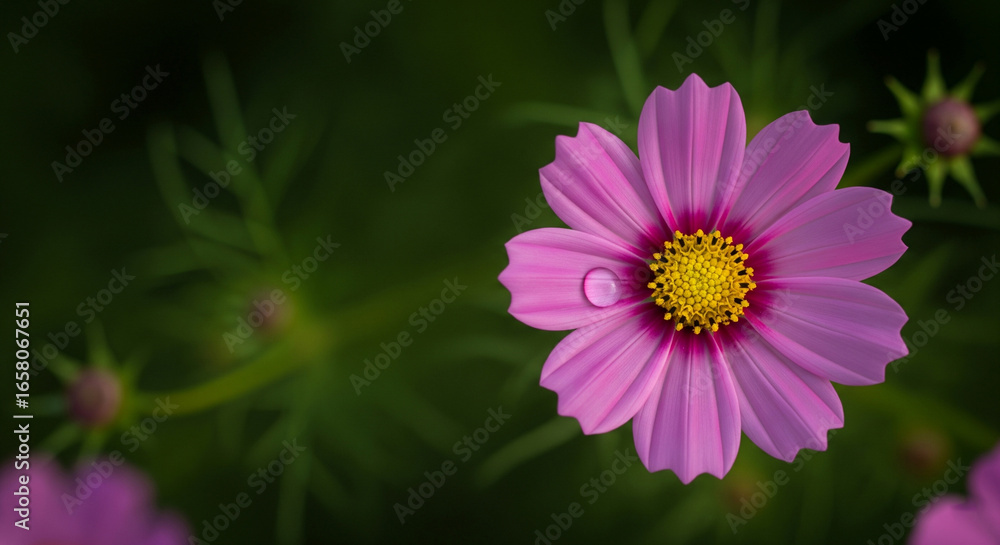 Obraz premium Close-up of pink cosmos after the rain