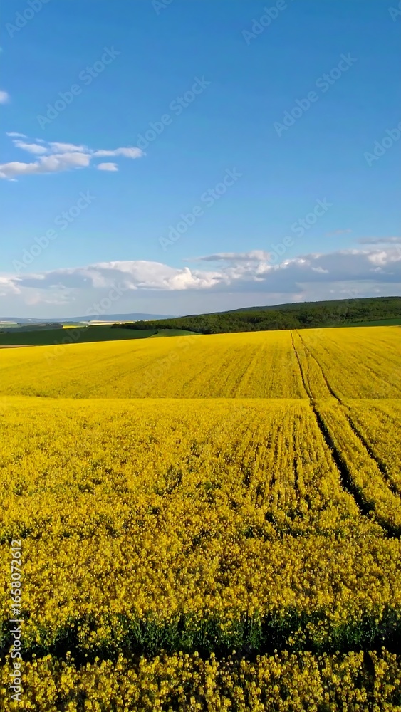 Obraz premium Yellow field under a blue sky