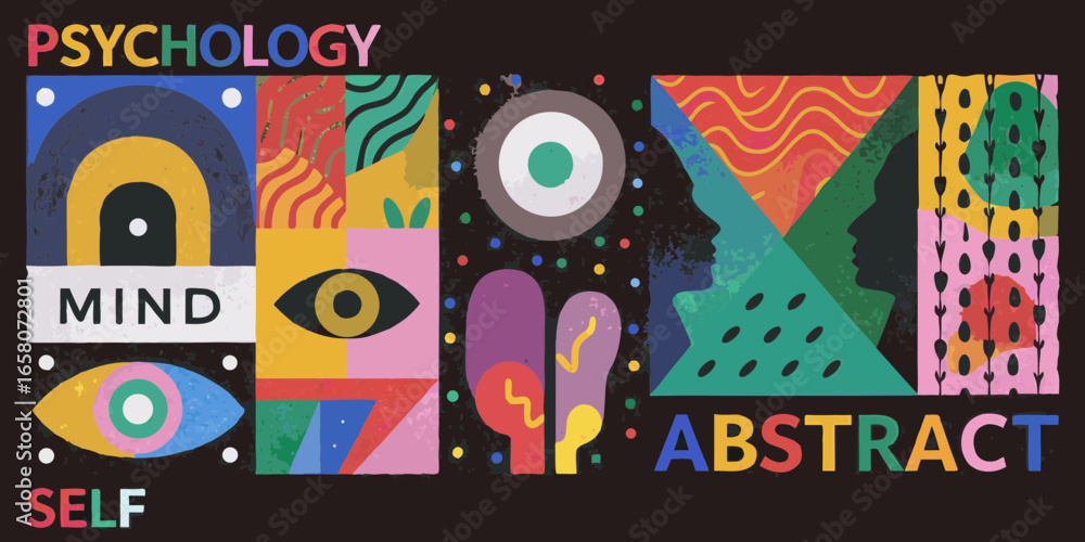 Fototapeta premium Colorful Abstract Illustration Exploring Psychology Mind Self and Human Connection Concepts