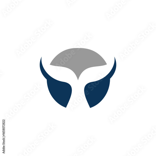 Minimalist logo depicting a whale tail emerging from a circle, rendered in shades of blue and gray.
